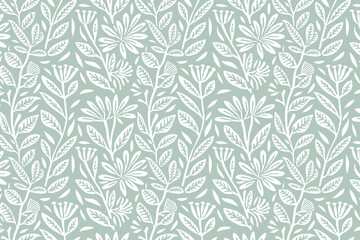 Toile pattern tapestry. Linocut print. Monochrome botanical pattern background. Created with Generative AI technology.