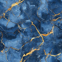 Obraz premium Tile image, Blue marble with gold veining