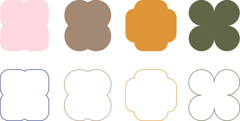 Set colorful geometric minimalist retro outline frames
