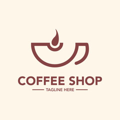 Obraz premium Coffee shop logo design. Coffee shop minimalist logo design. Cafe logo design symbol. Elegant coffee store logo