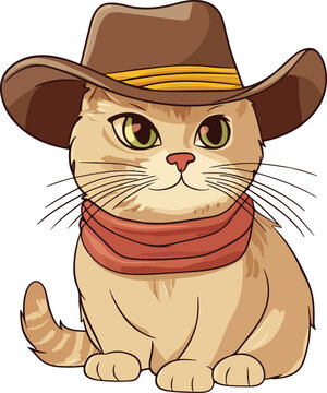 recommend clip art: Cat Wearing Cowboy Hat Vector Illustration