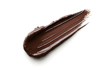 Beige strokes of mascara or acrylic paint isolated on white background