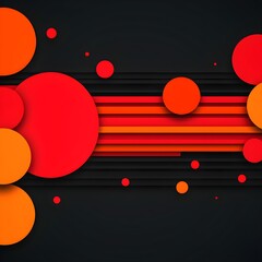 Obraz premium Abstract composition of vibrant circles and lines in red and orange