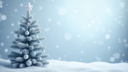 Obraz premium Snowy Enchantment Scene with Festive Tree and Space