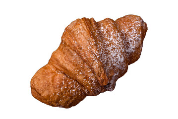 Delicious crispy sweet croissant with chocolate