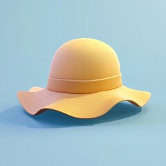 Fototapeta premium 3D Beach Hat Icon: Sun Protective Headwear Illustration Logo