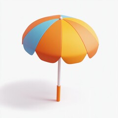 Obraz premium 3D Beach Umbrella Icon: Sunshade for Beachgoers Illustration Logo