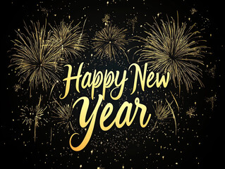 New Year's Eve celebration with bright golden fireworks