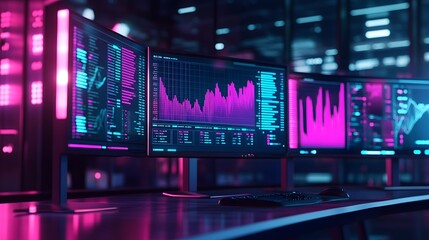 Fototapeta premium Futuristic stock market trading dashboard with data visualizations