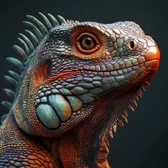 Fototapeta premium 3D Iguana Icon: Tropical Reptile with Spiny Crest Illustration Logo