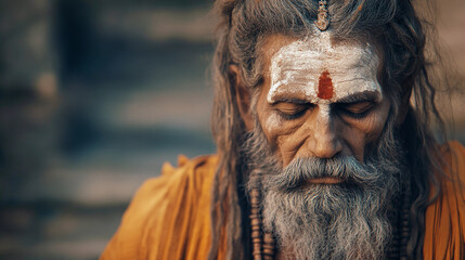 Obraz premium Portrait of sadhu baba at rishikesh