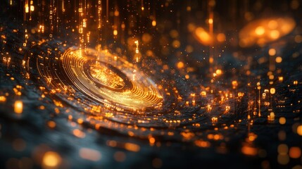 Conceptual Growth of Profits with Digital Coins Floating, Ideal for Financial and Investment Themes