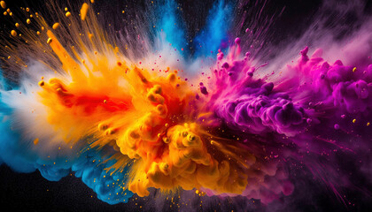 Obraz premium Explosion of vivid colors against black background