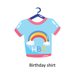 Birthday shirt doodle vector outline Sticker. EPS 10 file