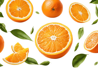 orange with leaf isolated white background