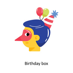 Birthday box doodle vector outline Sticker. EPS 10 file