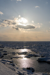 Sunset and drift ice in hokkaido Japan © 善弘 石垣