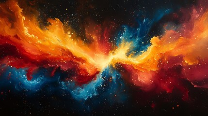 Abstract space nebula with vibrant colors and swirling cosmic dust.