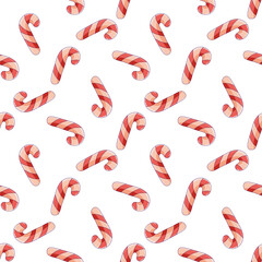 04-Seamless Christmas pattern with candy cane. Infinite texture