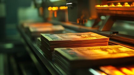 stack of cash money in a dark room