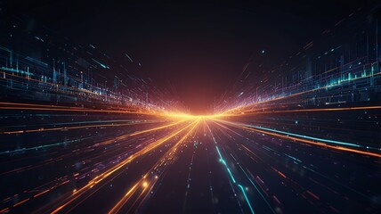 Abstract technology background of high speed global data transfer, ultra fast broadband and connection, digital cyber tech motion  