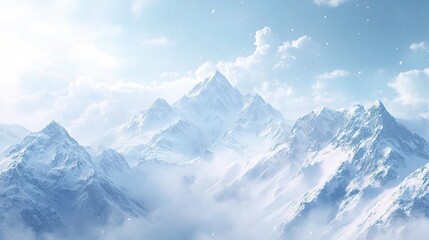 Obraz premium Serene Mountain Landscape with Snowy Peaks
