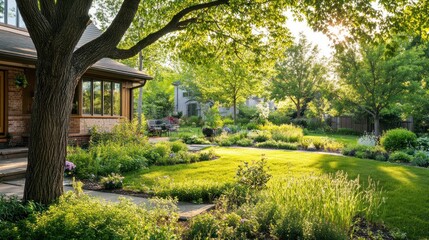 Obraz premium Sun-Drenched Backyard Oasis