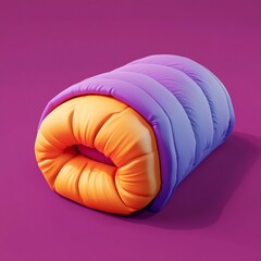 3D Sleeping Bag Icon: Portable Bedroll for Camping Illustration Logo