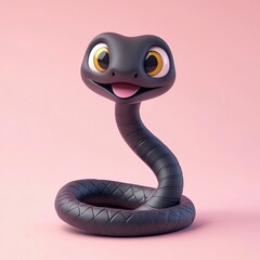 Fototapeta premium 3D Snake Icon: Slithering Reptile with Scales Illustration Logo