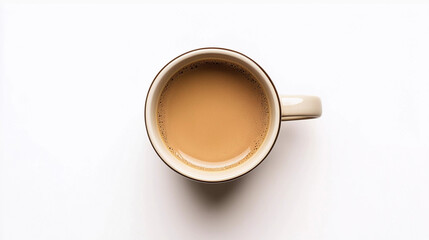 Top view of chai cup on white background
