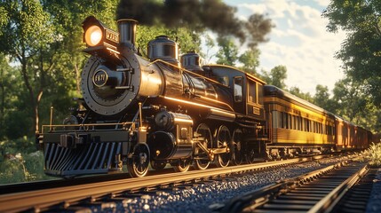 Obraz premium 3d rendering of a steam locomotive train. Vintage style.