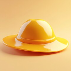Fototapeta premium 3D Sun Hat Icon: Wide Brimmed Protection from Sun Illustration Logo