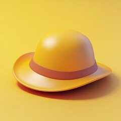 Fototapeta premium 3D Sun Hat Icon: Wide Brimmed Protection from Sun Illustration Logo