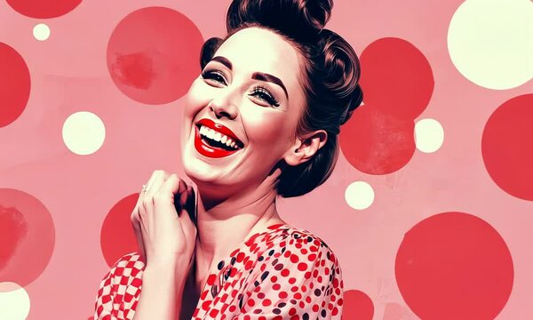 Collage pinup pop retro sketch image of happy funny lady laughing hahaha isolated Video