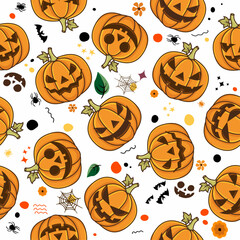 Seamless background for Halloween. Vector wallpaper pattern for Halloween on a white background.