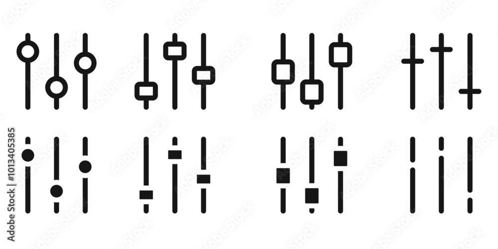 Aufkleber equalizer slider icon. volume controller symbols collection.