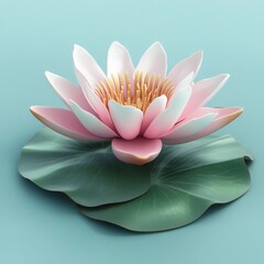 3D Water Lily Icon: Aquatic Plant with Floating Leaves Illustration Logo