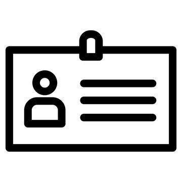 recommend clip art: A black and white line drawing of an ID card with a person icon and text lines.