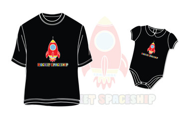 Cute Little Rocket Spaceship Astronaut T-Shirt, ONESIE