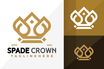 Spade Crown Logo Icon Vector Design. Creative simple logos designs illustration