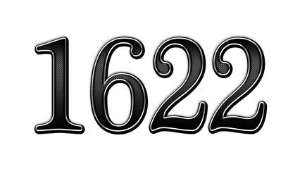 black metal 3d design of number 1622 on white background.