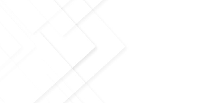 Modern Abstract white background design with layers of textured white transparent material in triangle and squares shapes. White color technology concept geometric line vector background.