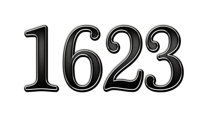 black metal 3d design of number 1623 on white background.