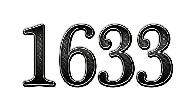 black metal 3d design of number 1633 on white background.