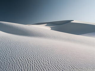 a sand dune with a clear blue sky and a shadow on it