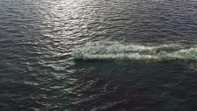 Underwater drone floats on the ocean