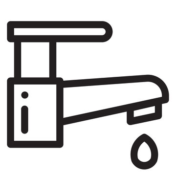 recommend clip art: Black and white outline icon of a faucet.