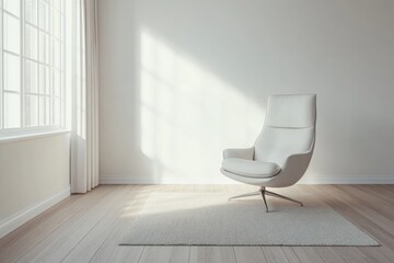 Minimalist Living Room Interior with a White Armchair