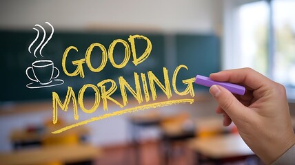 Good Morning message with coffee cups,  Background, wallpaper, desktop, mobile
