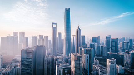 Aerial View of City Skyline and High-Rise Buildings Under Blue Sky and White Clouds